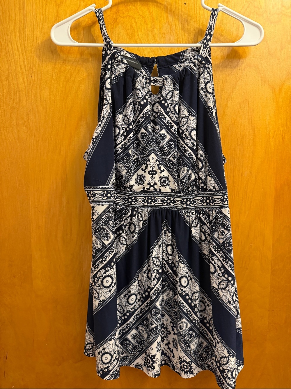 INC Navy & White Printed Halter Shirt size XL